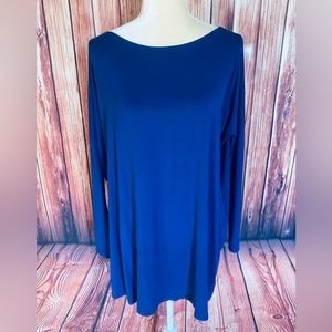 Women’s Medium Tunic Piko Dark Blue Soft Stretch Oversized 3/4 Sleeves